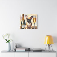 French Bulldog With Champagne Matte Canvas | Dog Art Wall Decor