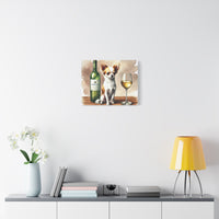 Chihuahua With White Wine Matte Canvas | Dog Art Wall Decor