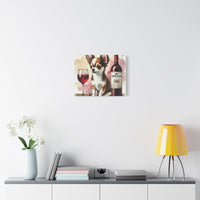 Chihuahua With Red Wine Matte Canvas | Dog Art Wall Decor