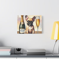 French Bulldog With Champagne Matte Canvas | Dog Art Wall Decor