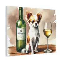 Chihuahua With White Wine Matte Canvas | Dog Art Wall Decor