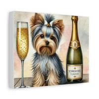 Yorkshire Terrier With Champagne Matte Canvas | Dog Art Wall Decor