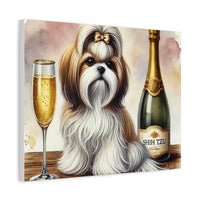 Shih Tzu With Champagne Matte Canvas | Dog Art Wall Decor