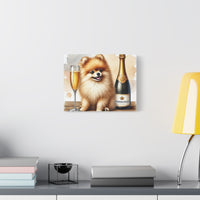 Pomeranian With Champagne Matte Canvas | Dog Art Wall Decor