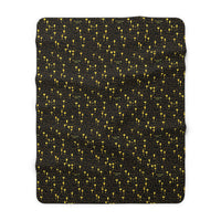 Sherpa Fleece Blanket — Cozy Black & Gold Champagne Glass Pattern, Luxe Warm Throw for Living Room