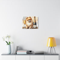 Pomeranian With Champagne Matte Canvas | Dog Art Wall Decor
