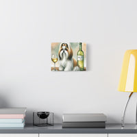 Shih Tzu With White Wine Matte Canvas | Dog Art Wall Decor
