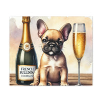 French Bulldog With Champagne Matte Canvas | Dog Art Wall Decor