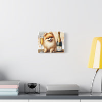 Pomeranian With Champagne Matte Canvas | Dog Art Wall Decor