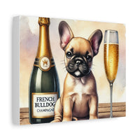 French Bulldog With Champagne Matte Canvas | Dog Art Wall Decor