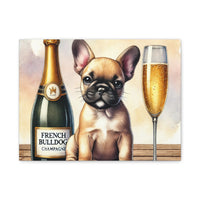 French Bulldog With Champagne Matte Canvas | Dog Art Wall Decor