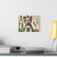 Yorkshire Terrier With White Wine Matte Canvas | Dog Art Wall Decor