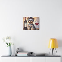 Yorkshire Terrier With Red Wine Matte Canvas | Dog Art Wall Decor