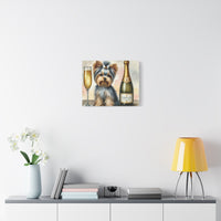 Yorkshire Terrier With Champagne Matte Canvas | Dog Art Wall Decor