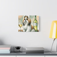 Shih Tzu With White Wine Matte Canvas | Dog Art Wall Decor