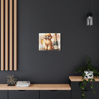 Toy Poodle with Champagne Matte Canvas | Dog Art Wall Decor