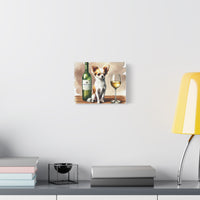 Chihuahua With White Wine Matte Canvas | Dog Art Wall Decor