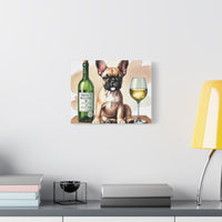 French Bulldog With White Wine Matte Canvas | Dog Art Wall Decor