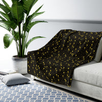 Sherpa Fleece Blanket — Cozy Black & Gold Champagne Glass Pattern, Luxe Warm Throw for Living Room