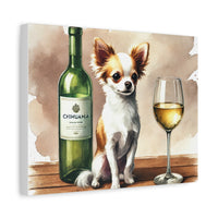 Chihuahua With White Wine Matte Canvas | Dog Art Wall Decor