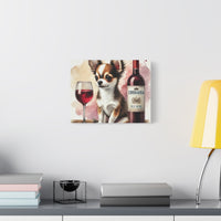 Chihuahua With Red Wine Matte Canvas | Dog Art Wall Decor
