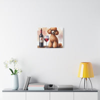 Toy Poodle with Red Wine Matte Canvas | Dog Art Wall Decor