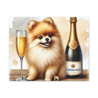 Pomeranian With Champagne Matte Canvas | Dog Art Wall Decor