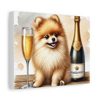 Pomeranian With Champagne Matte Canvas | Dog Art Wall Decor