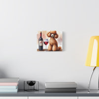 Toy Poodle with Red Wine Matte Canvas | Dog Art Wall Decor
