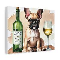 French Bulldog With White Wine Matte Canvas | Dog Art Wall Decor