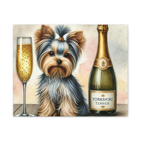 Yorkshire Terrier With Champagne Matte Canvas | Dog Art Wall Decor