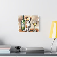 Chihuahua With White Wine Matte Canvas | Dog Art Wall Decor