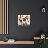 French Bulldog With Champagne Matte Canvas | Dog Art Wall Decor