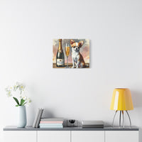 Chihuahua With Champagne Matte Canvas | Dog Art Wall Decor