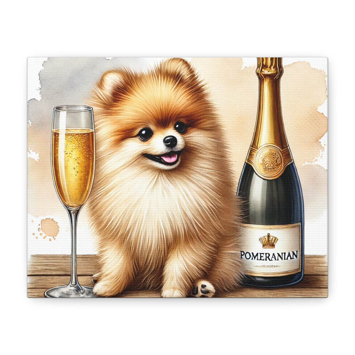 Pomeranian With Champagne Matte Canvas | Dog Art Wall Decor