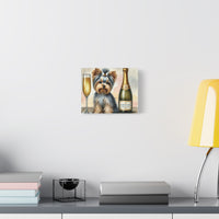 Yorkshire Terrier With Champagne Matte Canvas | Dog Art Wall Decor