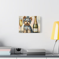 Yorkshire Terrier With Champagne Matte Canvas | Dog Art Wall Decor