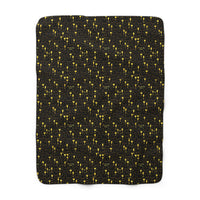 Sherpa Fleece Blanket — Cozy Black & Gold Champagne Glass Pattern, Luxe Warm Throw for Living Room