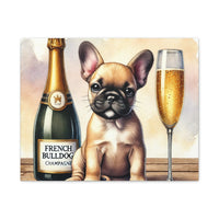 French Bulldog With Champagne Matte Canvas | Dog Art Wall Decor