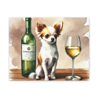 Chihuahua With White Wine Matte Canvas | Dog Art Wall Decor