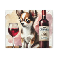 Chihuahua With Red Wine Matte Canvas | Dog Art Wall Decor