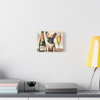 French Bulldog With Champagne Matte Canvas | Dog Art Wall Decor