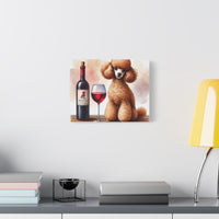 Toy Poodle with Red Wine Matte Canvas | Dog Art Wall Decor