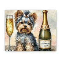 Yorkshire Terrier With Champagne Matte Canvas | Dog Art Wall Decor