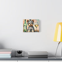 Yorkshire Terrier With White Wine Matte Canvas | Dog Art Wall Decor