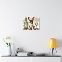 French Bulldog With White Wine Matte Canvas | Dog Art Wall Decor
