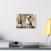 Chihuahua With Champagne Matte Canvas | Dog Art Wall Decor
