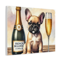 French Bulldog With Champagne Matte Canvas | Dog Art Wall Decor