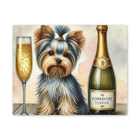 Yorkshire Terrier With Champagne Matte Canvas | Dog Art Wall Decor