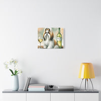 Shih Tzu With White Wine Matte Canvas | Dog Art Wall Decor